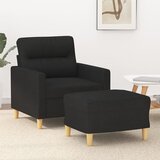  The Living Store Fotelj s stolčkom za noge črn 60 cm blago - Kavč S Stolčkom Za Noge, (21449193) Cene