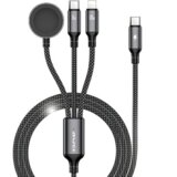 Awei KABEL W23 3V1 USB-C ZA LIGHTNING ZA APPLE WATCH 100W 10W 2,5W ČRN, (21980559) | Shoptok.si