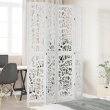 vidaXL Paravan 4-delni bel trden les pavlovnije | Shoptok.si