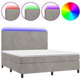 The Living Store Box spring postelja z vzmetnico LED svetlo siva 180x200cm žamet - Box Spring Postelja, (21488630) | Shoptok.si