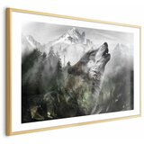  Plakat - Howling Wolf 30x21 Zlatni okvir s margom Slike