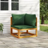 vidaXL Modularna kutna sofa sa zelenim jastucima masivno drvo bagrema Cijene