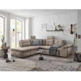 CARRYHOME KOTNA SEDEŽNA GARNITURA, mikrovelur krem barve | Shoptok.si