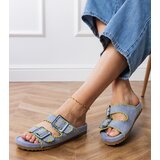 D/CEO Blue flip-flops with buckles and embroidery on straps Kim | Shoptok.si