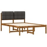  Krevetni okvir s tapiciranim uzglavljem Prirodna i tamnosiva - Prirodna i tamnosiva 150 x 200 cm | shoptok.hr