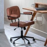  Pisarniški stol iz umetnega usnja v konjak rjavi barvi – | Shoptok.si