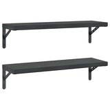  Zidne police 2 kom 75 x 23,5 cm crne nehrđajući čelik | shoptok.hr