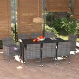 9-dijelni vrtni blagovaonski set od poliratana s jastucima crni Siva Dužina stola 190 cm | shoptok.hr
