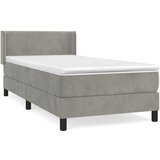 vidaXL Box spring postelja z vzmetnico svetlo siva 80x200 cm žamet, (20723806) Cene