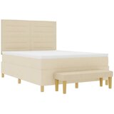  Krevet s opruga kutije s uzglavljem Krema 200 x 140 cm tkanina Slike