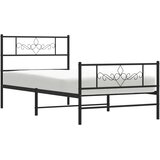  Metalni okvir kreveta uzglavlje i podnožje crni 90x190 cm | shoptok.hr