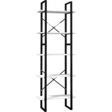 Furnova 5-nadstropna knjižna omara bela 60x30x175 cm borovina, (21932294) | Shoptok.si