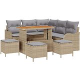  9-dijelni set vrtnog namještaja s jastučićima bež poli ratan akacija 2-sjedalna vrtna sofa s pohranom i jastučićima bež poli ra | shoptok.hr