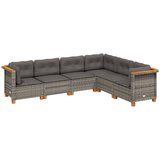 Maison Chic Seti vrtnega pohištva - Vrtna garnitura - Vrtni pohištvo set 6-delna z blazinami siv poli ratan, (21806268) | Shoptok.si