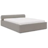Svijetlo sivi tapecirani bračni krevet s prostorom za odlaganje s podnicom 200x200 cm Cille –