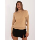 Fashion Hunters Light brown turtleneck sweater Cene