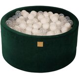 MeowBaby Bazen z žogicami, 90x40 cm s 300 žogicami, žamet, temno zelen: prozorno/bel, (21295139) | Shoptok.si