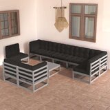  Sedežna garnitura 10-delna z blazinami trdna borovina | Shoptok.si