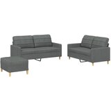  3-dijelni set sofa s jastucima tamnosivi od tkanine | Eponuda.com