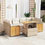 vidaXL 7-dijelni set vrtnih sofa s jastucima bež od poliratana bagrem | shoptok.hr