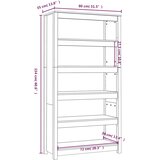 Ormarić za knjige Crna 80x35x154 cm od masivne borovine | shoptok.hr