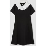 Defacto Girl's Fitted Shirt Collar Short Sleeve Dress Cene