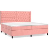 The Living Store Box spring postelja z vzmetnico roza 200x200 cm žamet - Box Spring Postelja, (21489444) | Shoptok.si