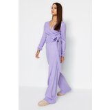 Trendyol Lilac Crop Knitwear Top and Bottom Set Cene