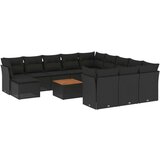  13-dijelni set vrtnih sofa s jastucima poliratan crni | shoptok.hr