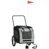 Prikolica za bicikl za ljubimce crno-siva od tkanine i željeza | Shoptok.si