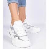D/CEO marka niezdefiniowana White women's sneakers decorated with glitter Sandoria Cene