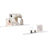  Stenska polica 2 pcs Beli marmor 115 x 9 x 3 cm Konstruiran les, (5000201300) | Shoptok.si
