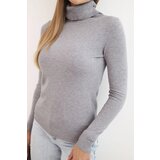 Kesi Włoski Women's viscose sweater with a turtleneck and long sleeves gray | shoptok.hr