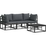 vidaXL Sjedeća garnitura za vrt 4 pcs Crna 70 x 70 x 32 cm Aluminij | shoptok.hr