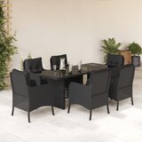 vidaXL 7-dijelni vrtni blagovaonski set s jastucima crni od poliratana | shoptok.hr