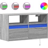 Maison Chic Stenska TV omarica - TV stojalo - Televizijska omarica z LED lučkami siva sonoma 80x31x45 cm, (21700959) Cene