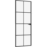 Sobna vrata crna 76 x 201,5 cm kaljeno staklo i aluminij tanka | Eponuda.com