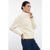 Trendyol Ecru Wide Fit Basic Color Blocked Knitwear Sweater | shoptok.hr