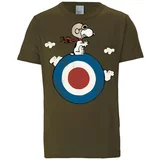 LOGOSHIRT Majica 'Peanuts - Snoopy Pilot' plava / maslinasta / crvena / bijela