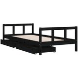  Za dječji krevet s ladicama crni 90 x 200 cm od borovine | shoptok.hr