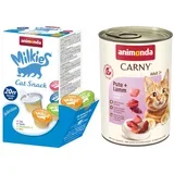 set: 12 x 400 g Carny Adult + 20 x 15 g Milkies Selection - Puretina i janjetina + Milkies Snack (4 vrste)