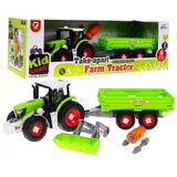 Traktor za sastavljanje za djecu, sa prikolicom i korpom - zeleni Cene