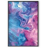  Plakat Night Flows - abstract waves in shades of blue and purple 40x60 Crni okvir | shoptok.hr