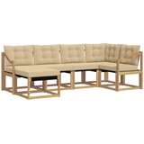 vidaXL Zunanja garnitura za sedenje z blazino 6 pcs Bela in bež, (5000281876) | Shoptok.si