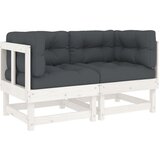 Maison Chic Kotni kavč - Sofa - Kanape z blazinami 2 kosa bela trdna borovina, (21727186) Cene