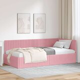 vidaXL Kotna postelja z vzglavjem Roza 100 x 200 cm Žamet | Shoptok.si