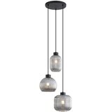 QAZQA Smart hanglamp zwart met smoke glas 3-lichts incl. Wifi A60 - Ana | Shoptok.si