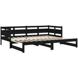  Dnevni ležaj na izvlačenje crni 2x (80x200) cm masivna borovina | shoptok.hr