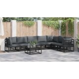 vidaXL Vrtna sedežna garnitura 7 pcs Črna 70 x 70 x 32 cm Aluminij | Shoptok.si