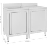  Komercijalni kuhinjski ormarić za sudoper čelični 120x60x96 cm | Eponuda.com